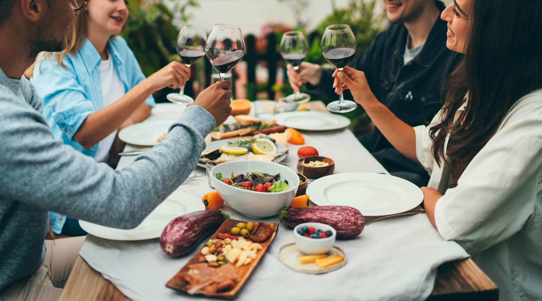 a group of people dining al fresco
