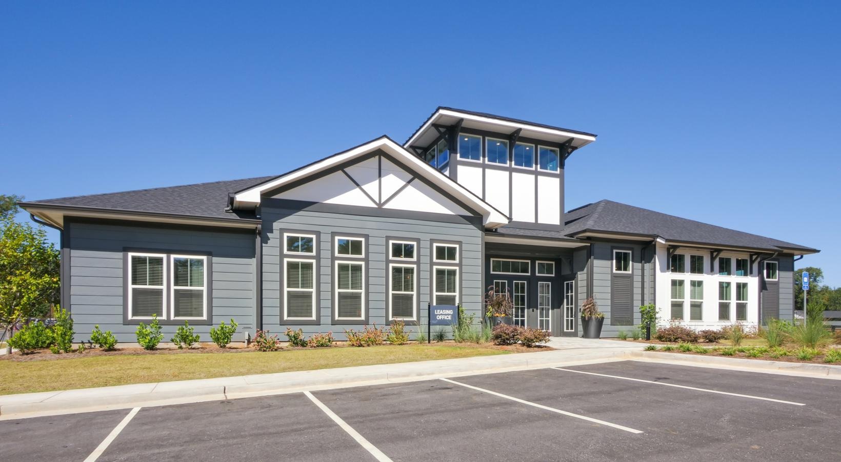 leasing office and parking lot