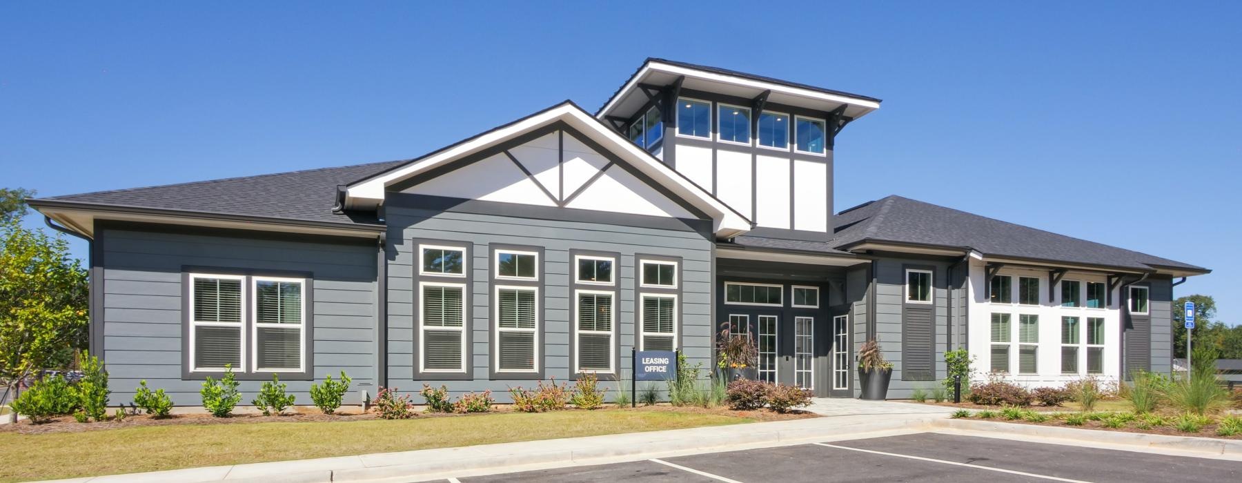 leasing office and parking lot